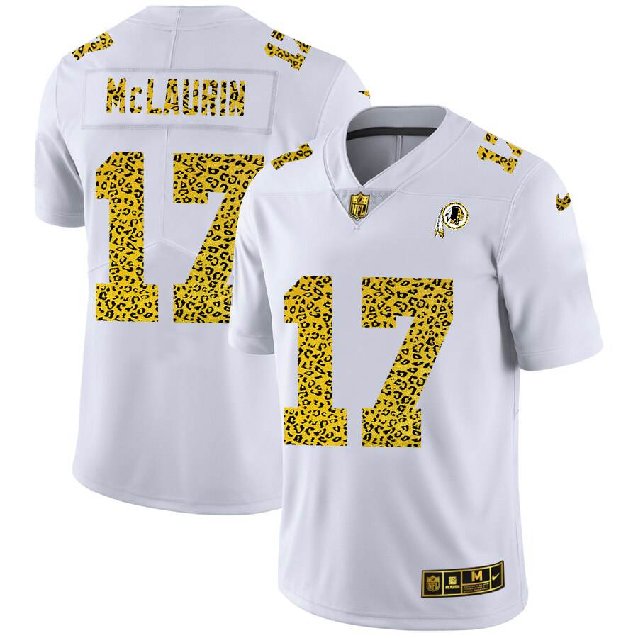 Washington Redskins #17 Terry McLaurin Men Nike Flocked Leopard Print Vapor Limited NFL Jersey White->green bay packers->NFL Jersey